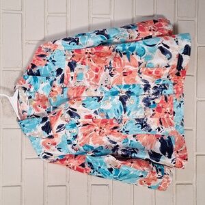 Aliai Shimmer Multicolor Floral Button-Up Jacket. Size 16